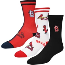 New! St Louis Cardinals MVP 3 Pack Crew Socks Mens Large Fits Size 6-12 MLB