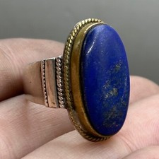 Stunning Ancient Roman Solid Silver Natural Lapis Stone Ring E