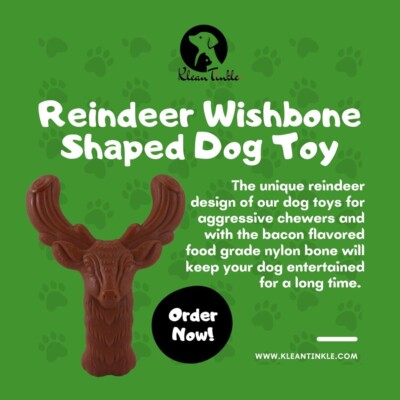 Real Bacon Flavored Durable Reindeer Shaped Dog Chew Toy for Aggressive Chewers