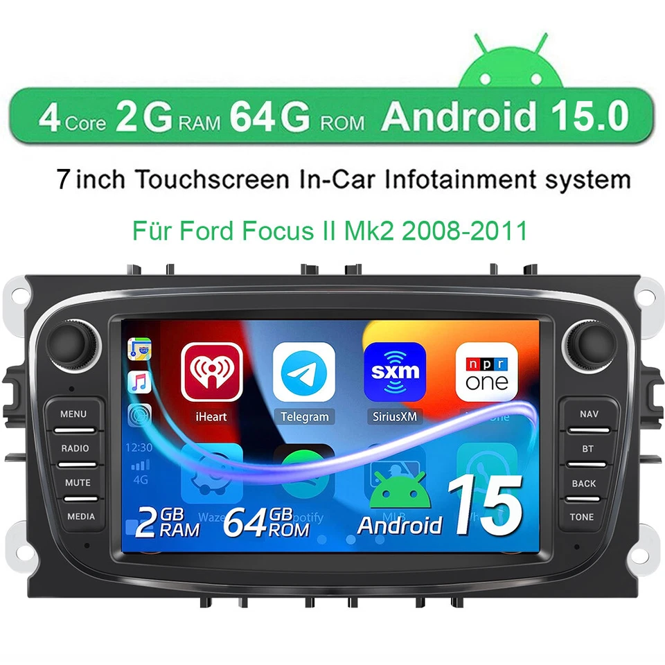 DAB+ Android 15 Autoradio für Ford Focus II Mk2 Mondeo 2008-2011 GPS Navi 2+64GB - Bild 3 von 4