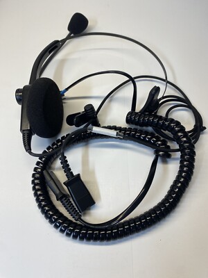 Monaural Noise Cancelling Headset With Plantronics Coil Cord and RJ9 Adapter