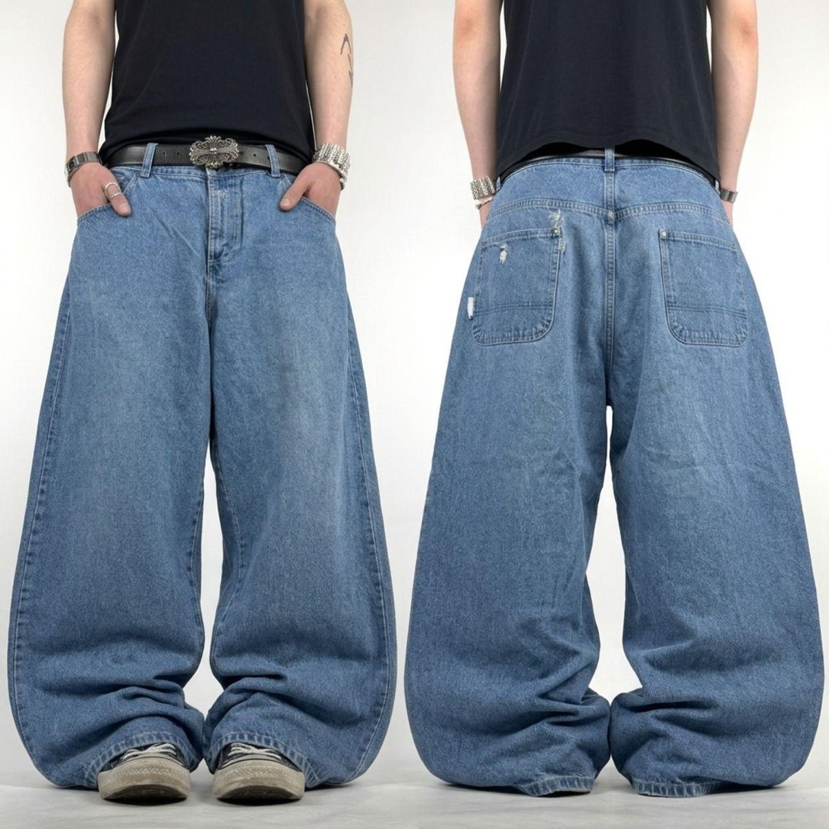 Vintage y2k grunge embroidered faded archive baggy wide leg boss