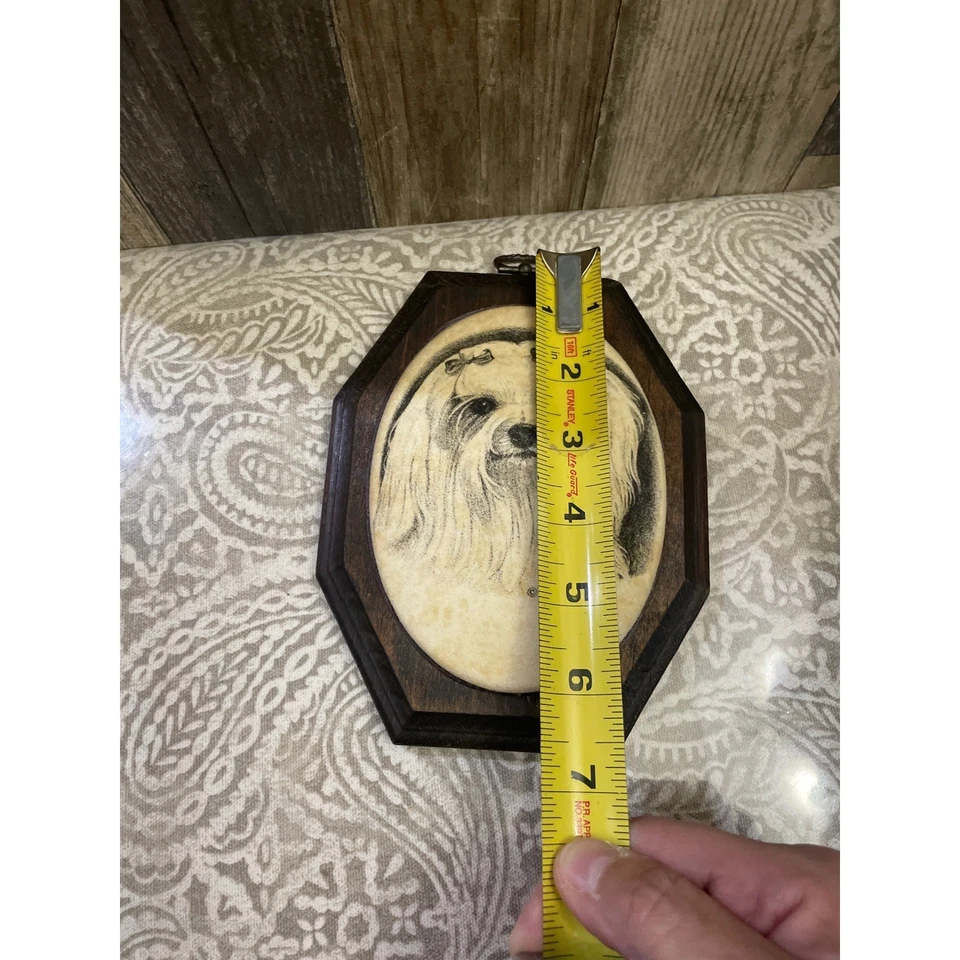 Vintage Pam's Pleasantries Beaded Glass Plaque Shih Tzu Dog Wall Decor - Image 3 of 3