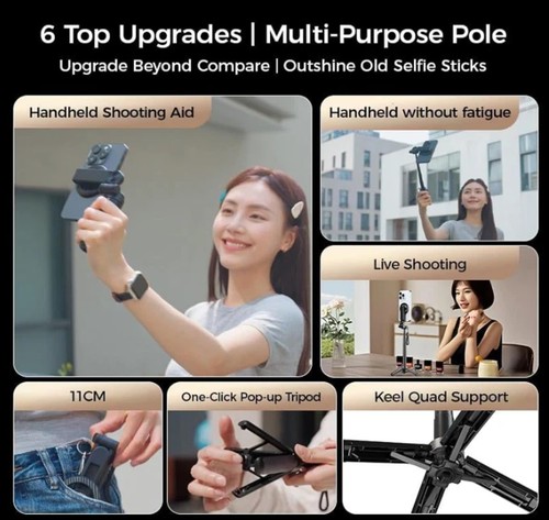 2025 New 4-in-1 Multifunctional Magnetic Selfie Stick, Universal 360° Rotation - Photo 16 sur 17