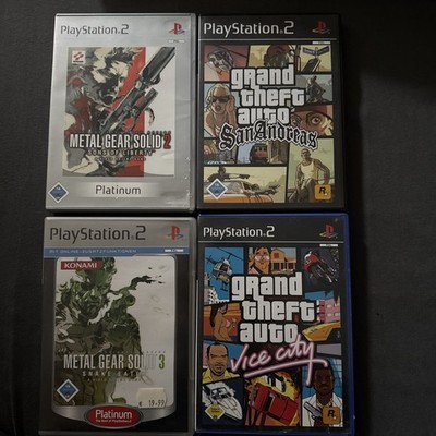 4x PS2 Spiel - GTA: Vice City & San Andreas + Metal Gear Solid Snake Eater, SoL