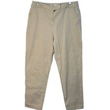 Talbots Pants Beige Stretch Cotton Blend Casual Cropped Casual Classic SZ 14