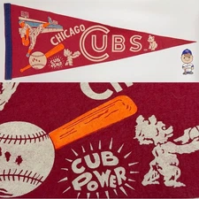 1960s Chicago Cubs Wrigley Field 11.5x29 Pennant MLB Baseball Vintage