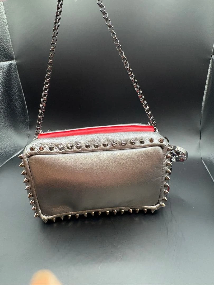 Christian Louboutin — Christian Louboutin Auth Studs Chain Shoulder Bag Silver Logo Charm Silver Party
