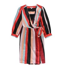 bar III Womens Striped Wrap Dress, black, S