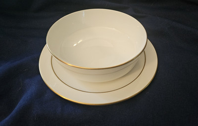 Corning Centura Gold Edge White Soup Cereal Bowl  w/ Undersaucer USA