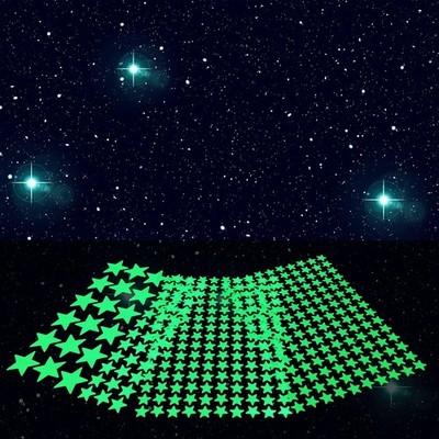 Pegatinas de estrellas que brillan en la oscuridad, brillantes y duraderas, pega