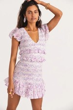 LOVE SHACK FANCY Sonora Dress In Purple Iris L