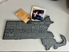 State of Massachusetts Slate Cheese Board Hand Crafted NEW Spark Home Slate