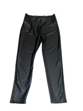 A New Day Vegan Leather Black Stretch Pants Elastic Waist Pullon - XL