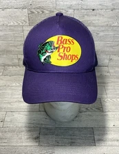 Bass Pro Shops Gone Fishing Adjustable Snapback Hat Logo Cap Trucker | Purple