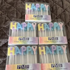 Job Lot Bundle 5 Packs Happy Birthday Letter Pastel Candles, Set of 13 In Each