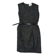 3.1 Phillip Lim Black Tweed Textured Sheath Dress with Belt Size 4 Winter