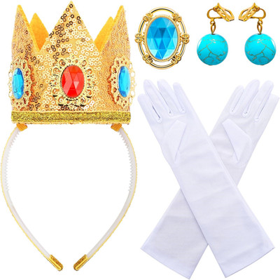 Princess Peach Crown for Kids Girls,Princess Peach Crown Accessories Kit with Gl