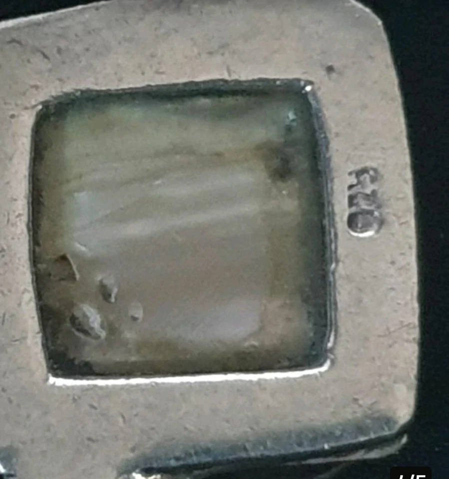 Perlmutt Anhänger mit Markasiten 925er Silber Alt. - Bild 4 von 4