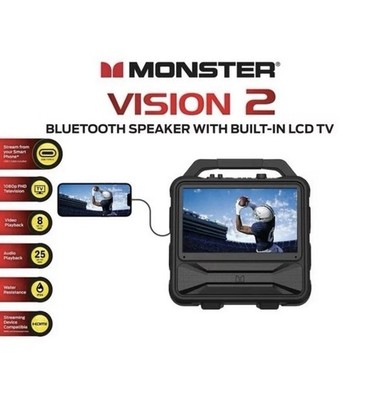 Monster Vision 2 Portable Bluetooth Speaker and Built-In 15.6'' LCD TV, 1080p FHD