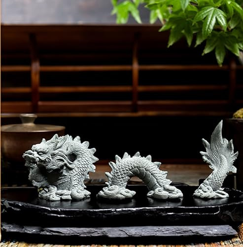Aquarium Dragon Statue Sandstone Ornaments Asian Fish Tank Decor for - Picture 5 of 7