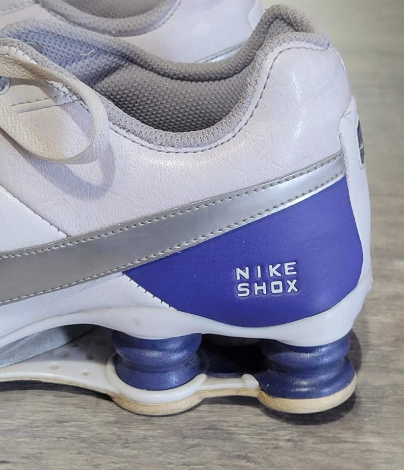 Nike Shox Deliver 317549-104 Para mujeres Blanco Azul Cuero Tenis Zapatos Talla 8.5 Foto 4 de 4
