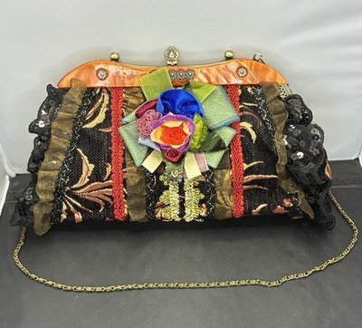 Malina Multicolor Artisan Victorian Style Lace Handbag.