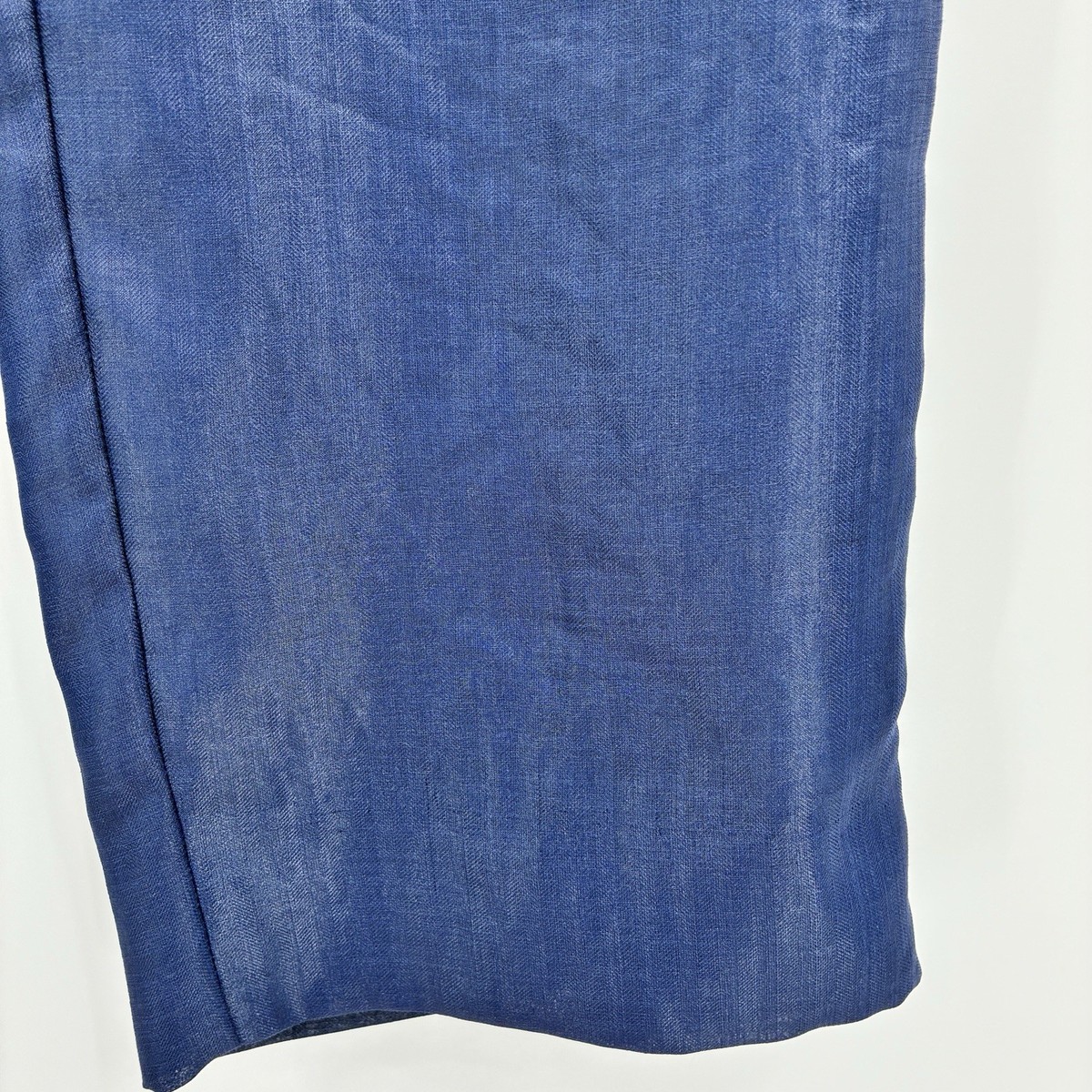 Emporio Armani Womens Straight Leg Semi Sheer Trousers Pants Blue Sheen XS 38 View 3