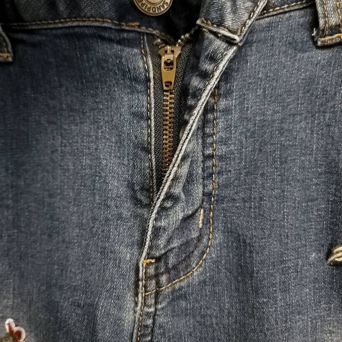 Sandpiper Embroidered Jeans Blue Denim Womens Size 10 Skinny Pants