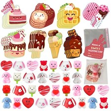 32 Pack Valentines Day Cards for Kids with Mochi Squishy Toys and Clear Bag K...
