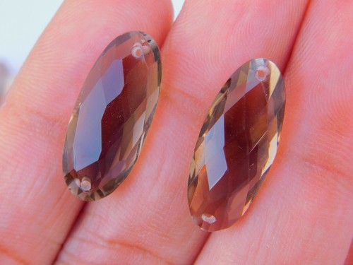 Elongated Ovals Hydro Smoky Quartz Loose Beads Front To Back Both End Drilled - Picture 6 of 6