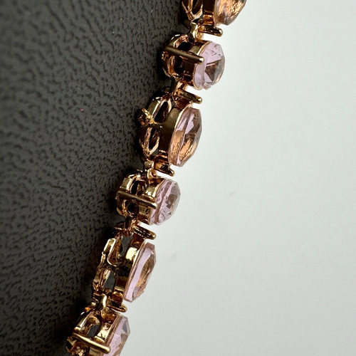 Express Choker Necklace Glass Faceted Fashion Pink Lemonade Rose Gold 11.5" New - Picture 4 of 4