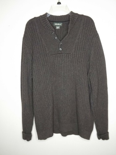 Eddie Bauer Mens Brown Heavy Henley 