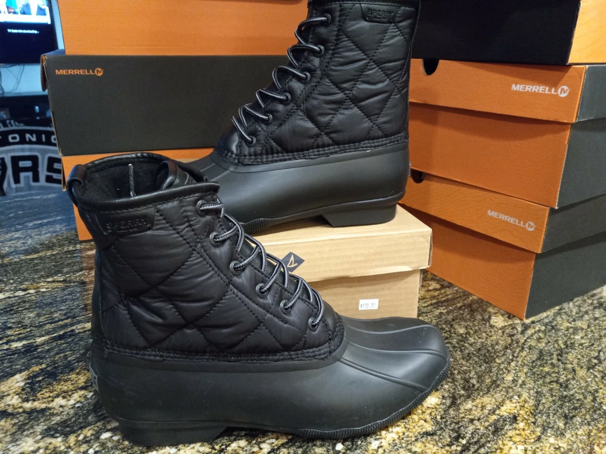 NEW 120 Mens Sperry Saltwater Duck Nylon Black Boots size 10