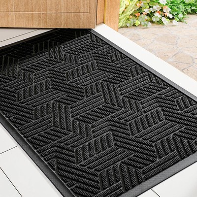 Mibao Front Door Mat Outside Entrance, 29.5''x17'' (Small), Black 