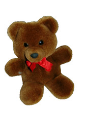 Vintage Dakin Teddy Bear Heart Throb 10" Red Bow Plush 1985