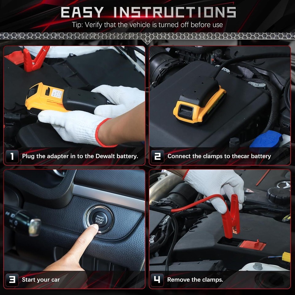 Jumper Cables for Dewalt 20V Battery 8AWG 5.9FT Automotive Boost Cables eBay