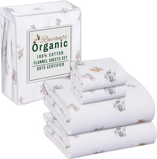 Floral Organic Cotton King Flannel Sheets - Soft Cozy 4-Piece Set