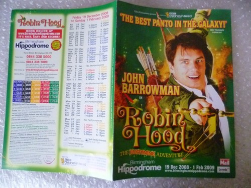 Flyer- ROBIN HOOD;John Barrowman,P Zerdib, Best Panto in the Galaxy, Pantomime