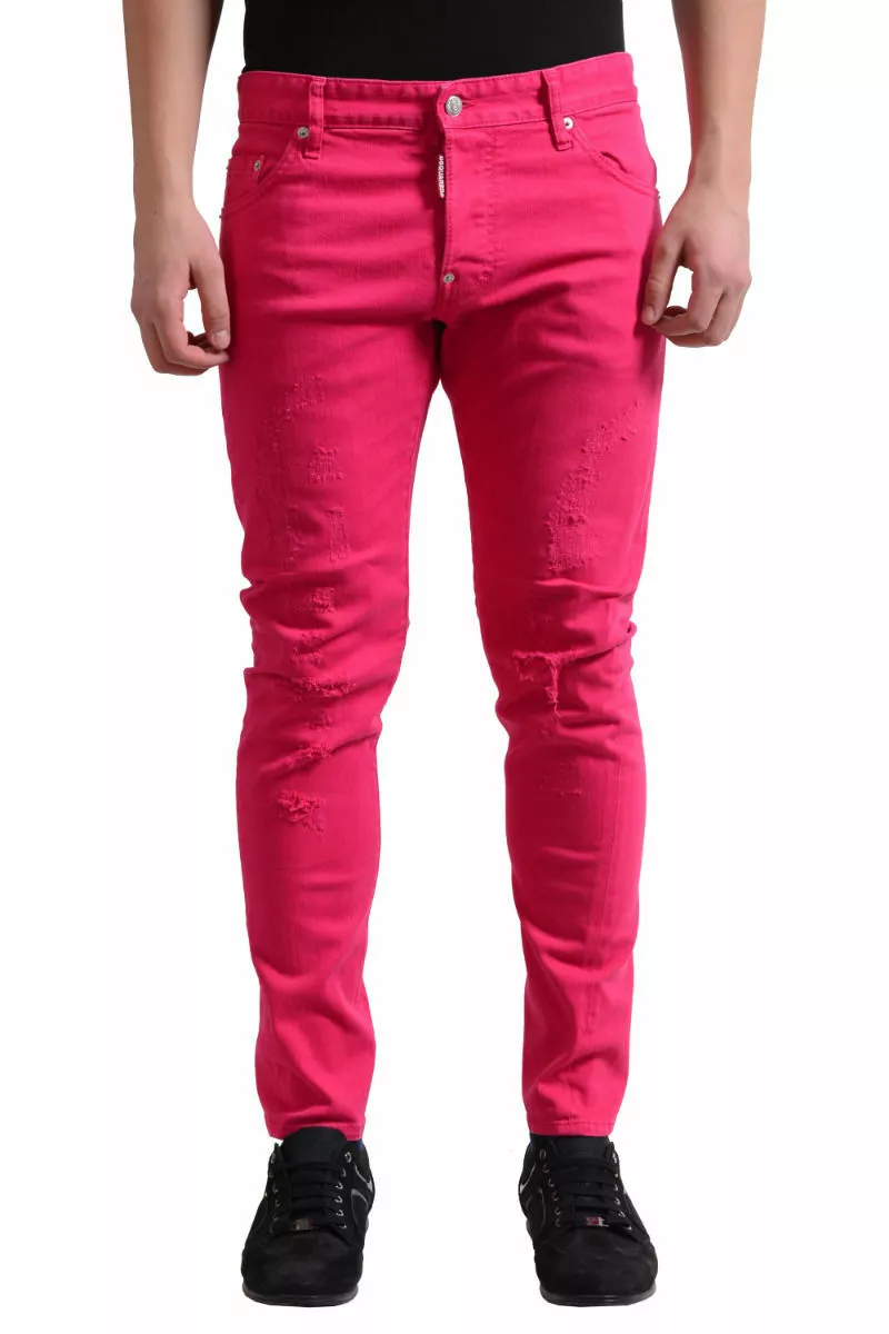 Dsquared2 Sexy Twist Jean Men's Pink Distressed Jeans US 28 34