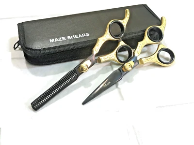 MAZE SHEARS Professional Barber Salon Hair Cutting Thinning Scissors Hairdressing Set Gold