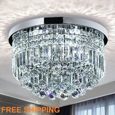 Crystal Light Chandelier 9 light LED Decor Living Flush Mount Wedding Raindrop 