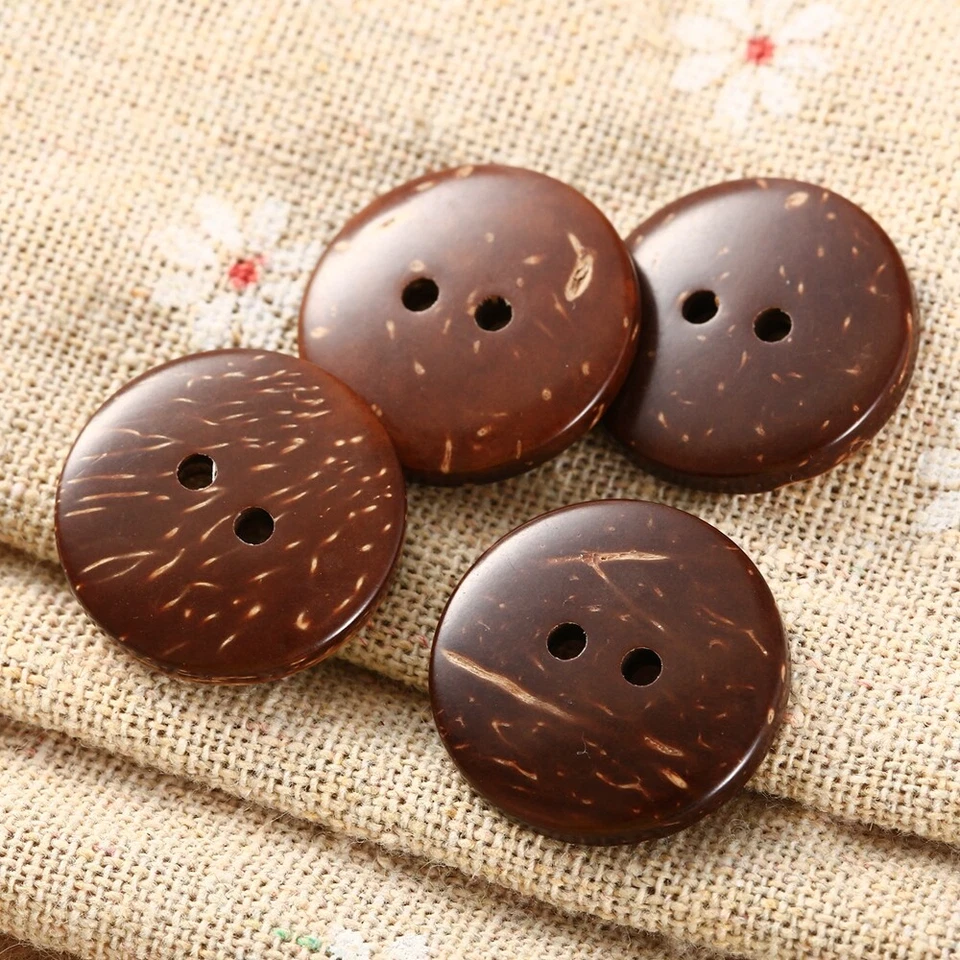 100Pcs Brown Coconut Shell 2 Holes Wood Sewing Buttons Scrapbooking Knopf Button - Image 4 of 4