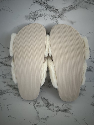 Polo Ralph Lauren Elenore Plush Cross Band Creme Slippers Slides Women's Size 9 - Picture 4 of 6