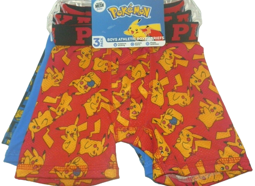 New Boys size 4 XS Pokemon Pikachu Athletic Boxer Briefs Mesh 3 Pack