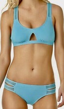 COLE OF CALIFORNIA Mesh Mix Back Turquoise 2pc Bikini Swim Suit NEW Womens S M