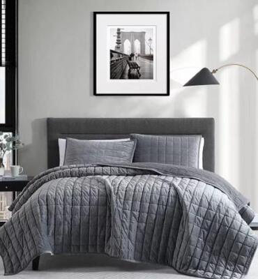 Kenneth Cole New York Solid Velvet Reversible Full/Queen Quilt