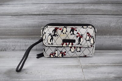 NWT Vera Bradley RFID 3-in-1 Wrist Playful Penguins Gray Quilted Purse Small