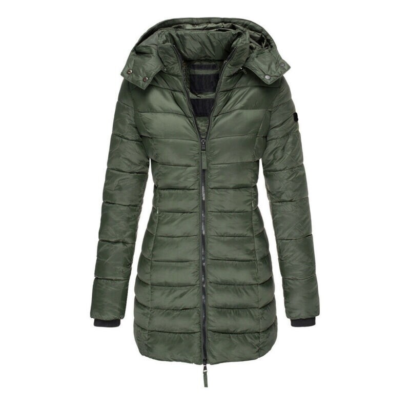 Warm Puffer Long Ladies Coat Jacket Parka Hooded Padded Quilted Womens