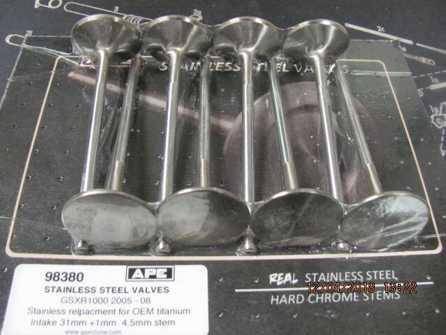 98380 Suzuki GSXR1000 APE Stainless Steel 31mm 1mm O/S Intake